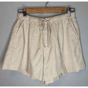 New Women’s Abercrombie Fitch Linen Blend Shorts Tan Small Drawstring